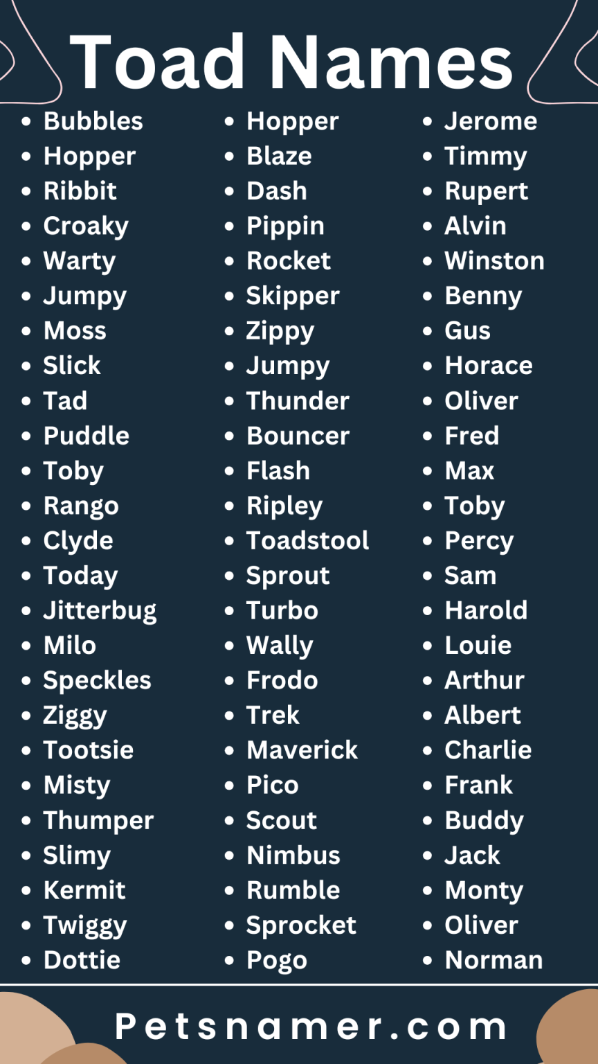 500+ Toad Names Cute Funny Unique Creative & Catchy